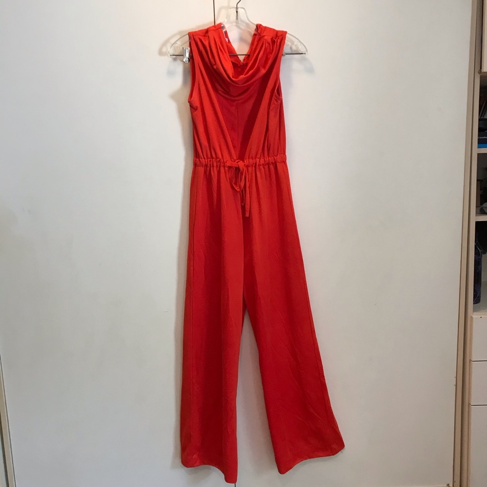 Vintage 70s cowlneck Red jumpsuit
